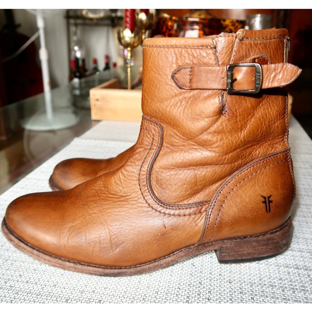FRYE Women's Pippa Back Zip Short Ankle Boot Cognac Size 6.5 M - Picture 4 of 6